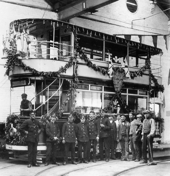 Stockport Corporation Tramways decorated tram 1908