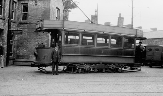 Swansea Tramways Works Tram No 2 and driver