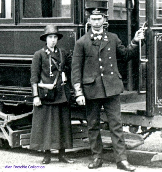 Wemyss District Tramways conductress and motorman 1917 Tram No 6