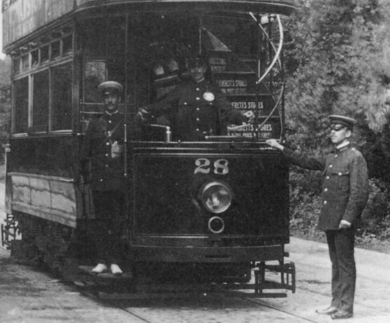Walthamstow District Council Tramways Tram No 28 in Woodford New Rd