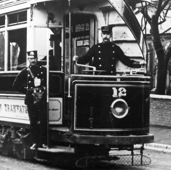 Walsall Corporation Tramways tramcar No 12 and crew
