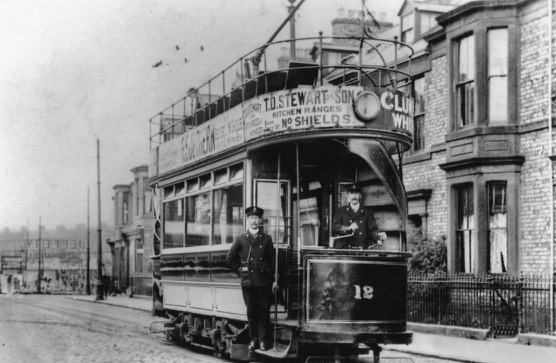 Tynemouth and District Tramways crew with Tramcar No 12