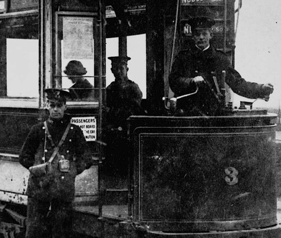 Tynemouth and District Tramways crew with Tramcar No 3
