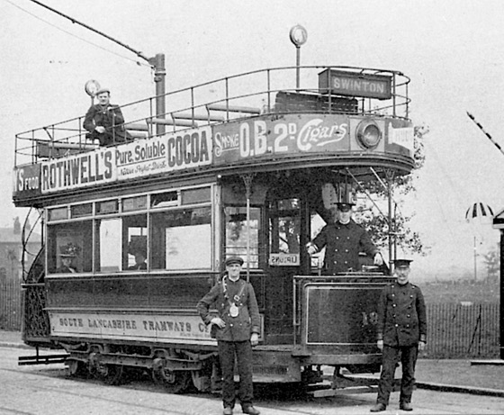 South Lancashire Tramways Tram No 19 at Mosley Common in 1908