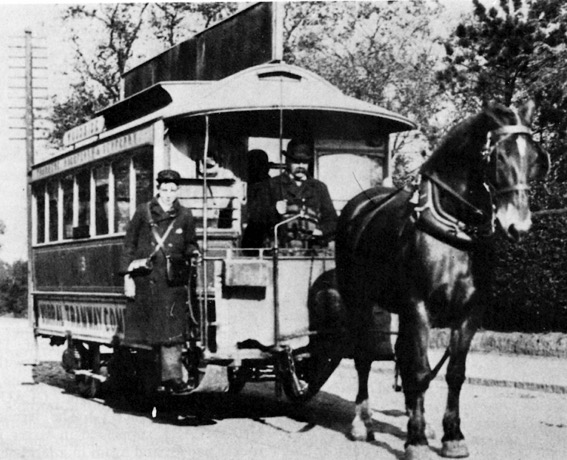Wirral Tramway Company horse tram No 8, conductor and driver