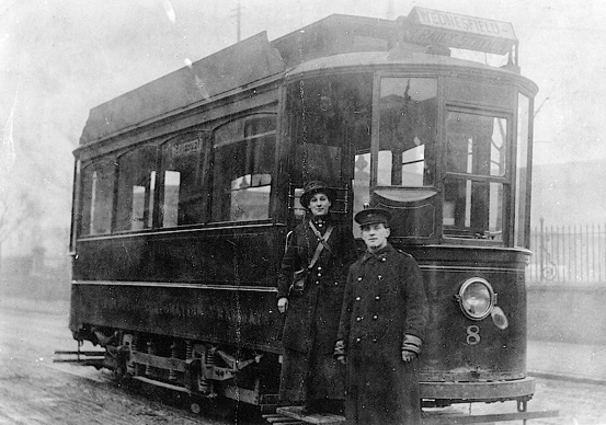 Wolverhampton Corporation Tramways Great War tram conductress and driver