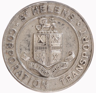 St Helens Corporation Transport cap badge, chrome