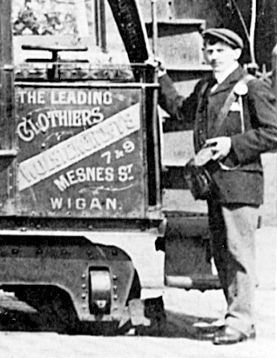 Wigan and District Tramways steam tram conductor 1893
