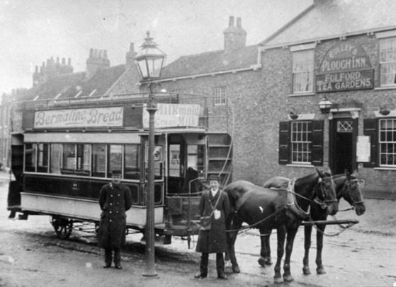 City of York Tramways Company horse tram conductor and driver at Fulford