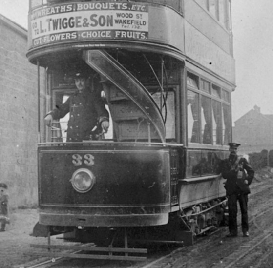 Wakefield and District Light Railway Tram No 33 and crew