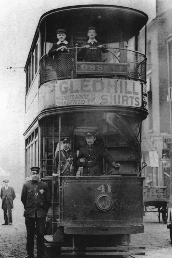 Yorkshire (West Riding) Electric Tramways Tram No 41 at the Bull Ring in Wakefield and crew