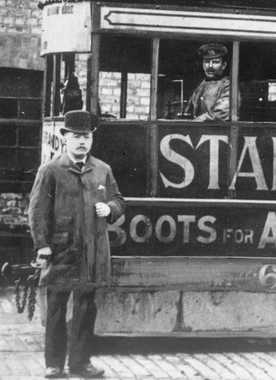 Stockton and Darlington Steam Tramways Steam Tram No 6 tram driver and manager
