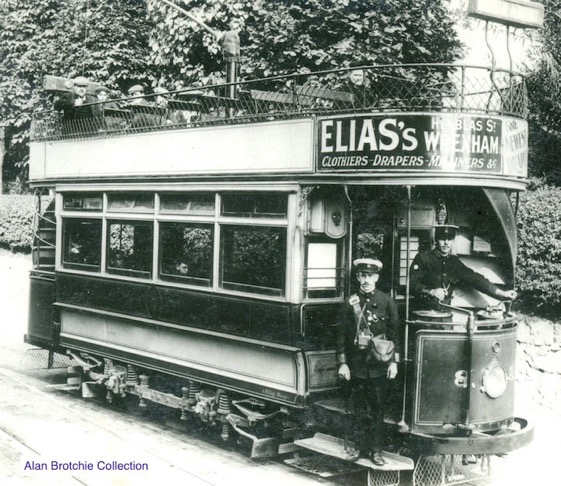 Wrexham District Electric Tramways Tram No 8 at Cemetary Loop 1904