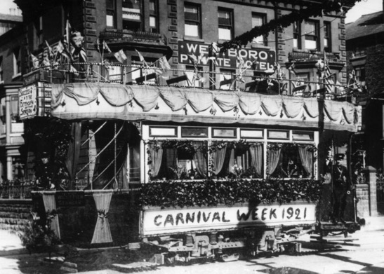Scarborough Tramways decorated tram Carnival Week 1921