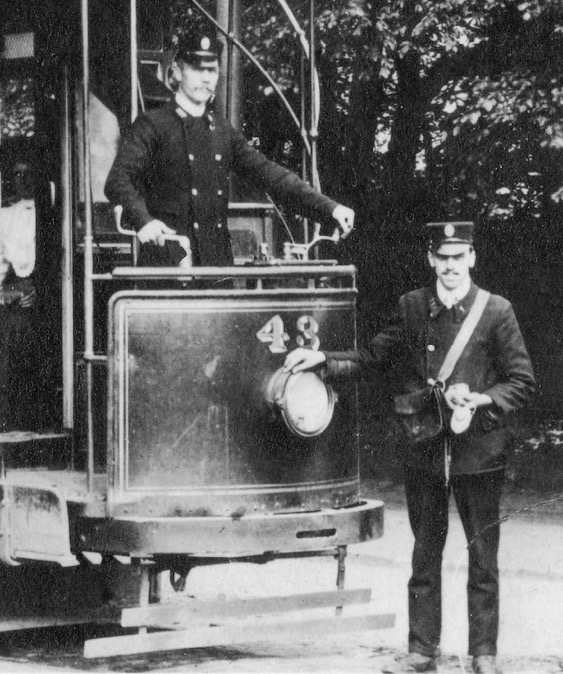 South Staffordshire Tramways Tram No 43 Tipton Rd, Dudley c1912 COnductor and tram driver