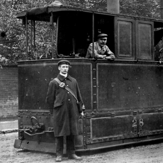 South Staffordshire Tramways Steam Tram No 28 and crew Dudley