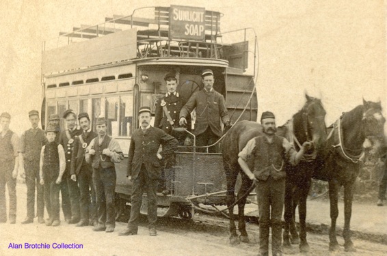 Stirling Tramways staff and tram