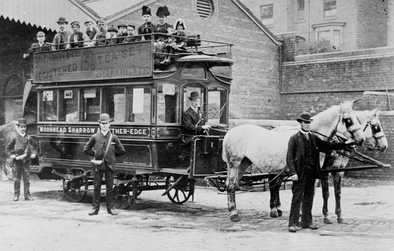 Sheffield Tramways Company Horse Car No 1 and crew