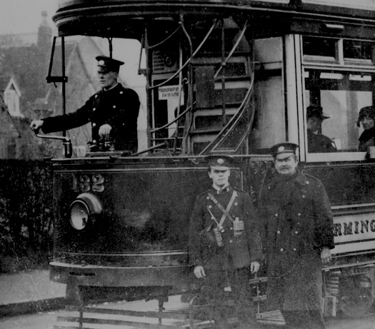 Birmingham Corporation Tramways No 132 and crew