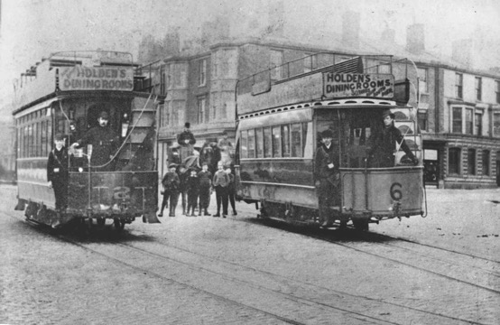 Blackpool electric Tramways conduit trams No 2 and No 6 1888