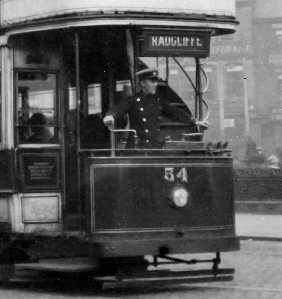 Bury Corporation Tramways Tram No 54 and motorman