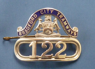 Bradford City Tramways chrome cap badge
