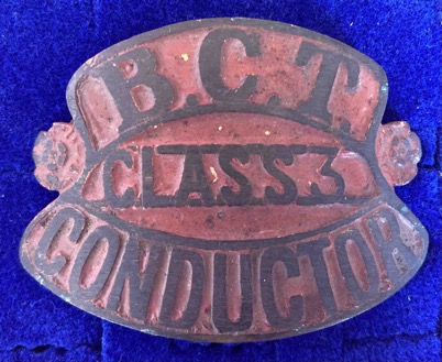 Bradford City Tramways Class 3 conductor cap badge
