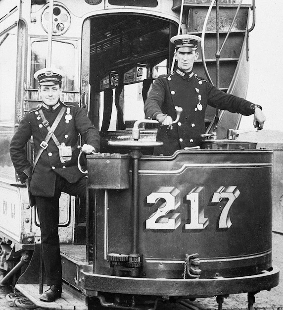 Bristol Tramways Tram No 217 and conductor 