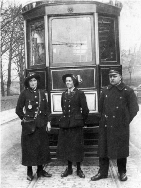 Blackburn Corporation Tramways female staff and male motorman