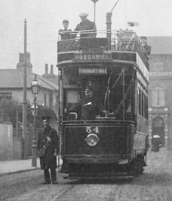 Bournemouth Corporation Tramways Tram 54 and crew