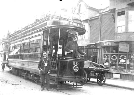 Bournemouth Corporation Tramways tram 50 and crew