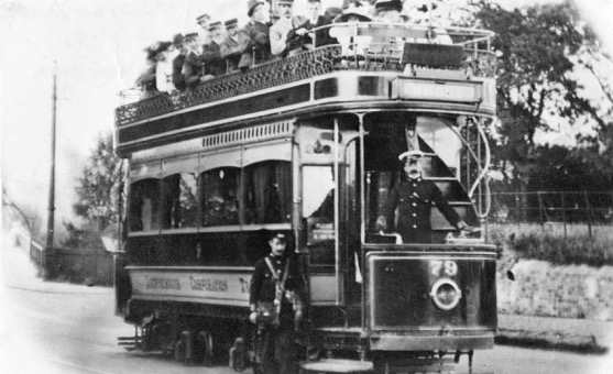 Bournemouth Corporation Tramways tram 79 and crew