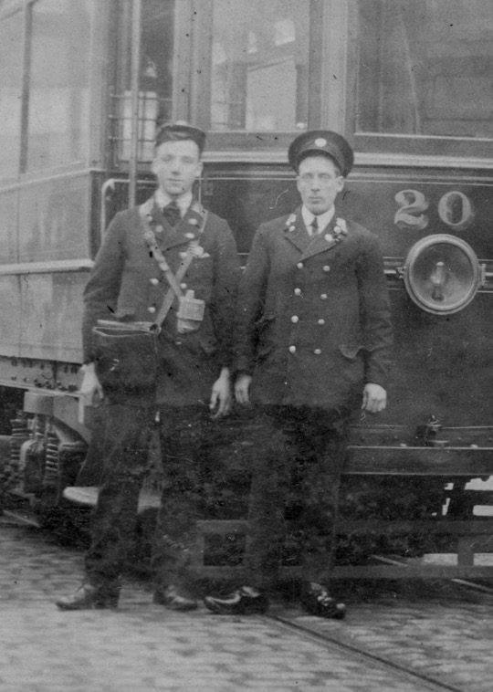 Burnley Corporation Tramways conductor and motorman circa 1914.