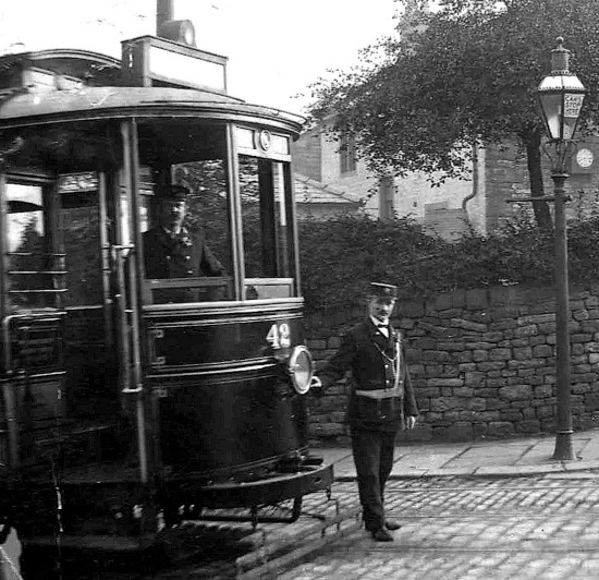 Burnley Corporation Tramways Tram No 42 and crew