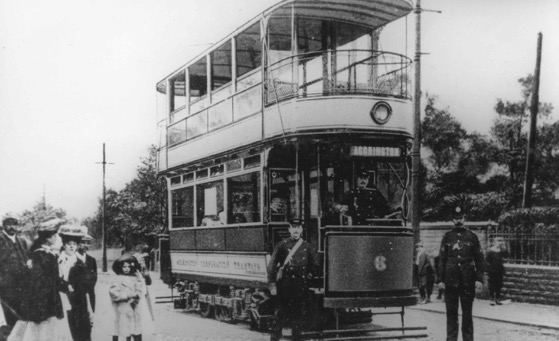 Accrington Corporation Tramways Tramcar No 6 and crew