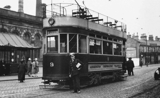 Accrington Corporation Trmaways Tram No 9 and motorman