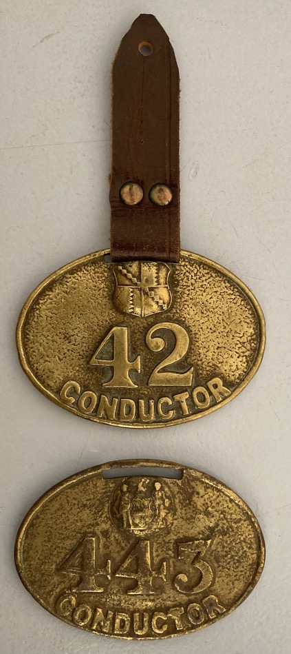 Birmingham Corporation tram conductor licence badges