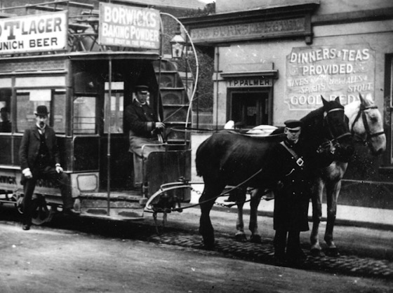 Brighton and Shoreham horse tram No 11 and crew