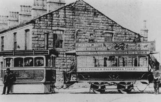 Blackburn and Over Darwen Tramways Kitson and trailer circa 1881