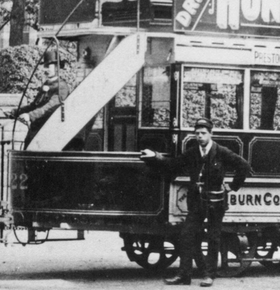 Blackburn Corporation Tramways Horse Tram No 22 and crew