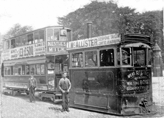 Blackburn Corporation Tramways Steam Tram No 3 and crew