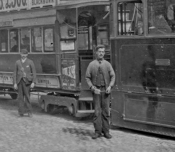 Blackburn Corporation Tramways Steam Tram No 3 and crew