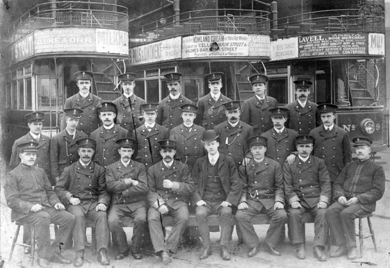 Airdrie and Coatbridge tram staff Edwaredain taken at Main St depot