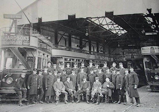 Upper Sheffield Road Depot, Barnsley and District Tramways staff photom 1902