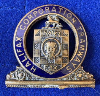 Halifax Corporation Tramways inspector's cap badge brass