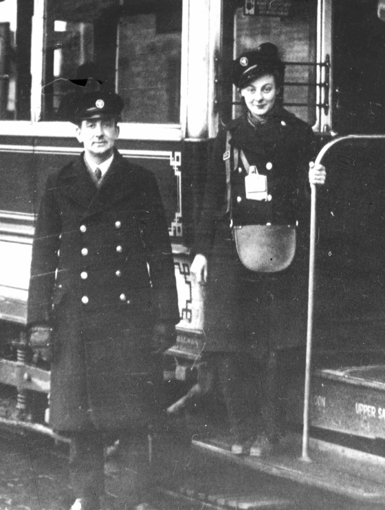 Hull City Tramways Second World War tram driver and conductress