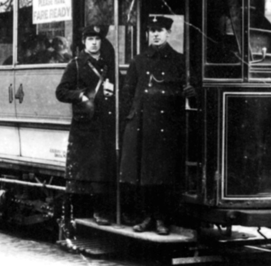 Leeds City Tramways conductress and Inspector