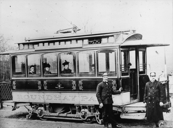 Leeds Roundhay Electric Tram and crew