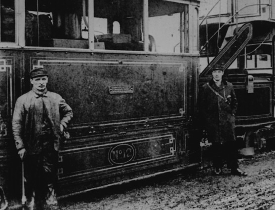Leeds City Tramways steam tram No 12 with crew