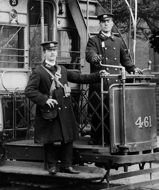 Manchester Corporation Tramways conductor and tram driver circa 1904